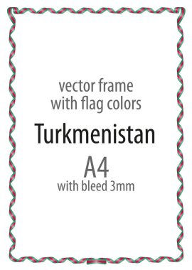 Çerçeve ve şerit kenarlığını Türkmenistan bayrak renkleri ile