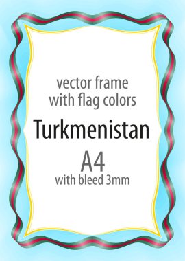 Çerçeve ve şerit kenarlığını Türkmenistan bayrak renkleri ile