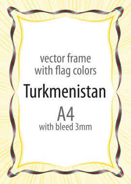 Çerçeve ve şerit kenarlığını Türkmenistan bayrak renkleri ile
