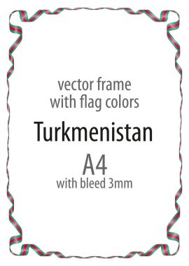 Çerçeve ve şerit kenarlığını Türkmenistan bayrak renkleri ile