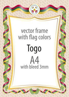 Çerçeve ve şerit kenarlığını Togo bayrak renkleri ile