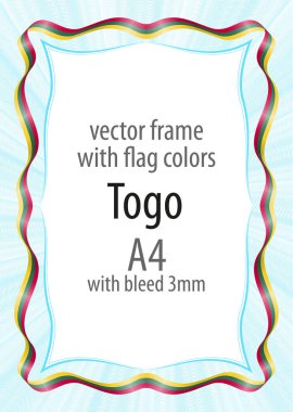 Çerçeve ve şerit kenarlığını Togo bayrak renkleri ile