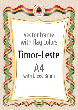 Çerçeve ve şerit sınır Doğu Timor bayrağı renkleri ile