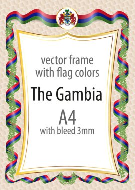 Çerçeve ve şerit kenarlığını Gambiya bayrak renkleri ile
