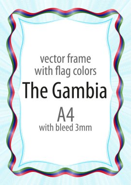 Çerçeve ve şerit kenarlığını Gambiya bayrak renkleri ile