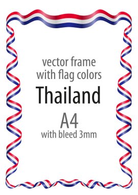 Çerçeve ve şerit kenarlığını Tayland bayrak renkleri ile