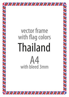 Çerçeve ve şerit kenarlığını Tayland bayrak renkleri ile