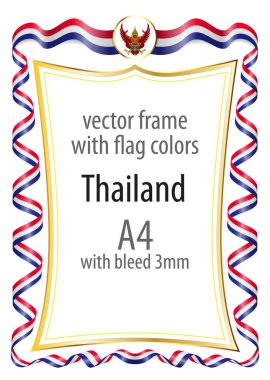 Çerçeve ve şerit kenarlığını Tayland bayrak renkleri ile
