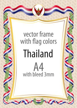 Çerçeve ve şerit kenarlığını Tayland bayrak renkleri ile