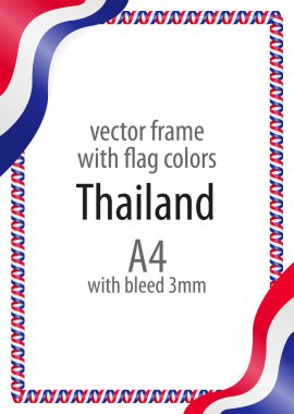 Çerçeve ve şerit kenarlığını Tayland bayrak renkleri ile