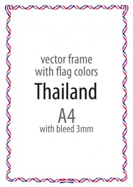 Çerçeve ve şerit kenarlığını Tayland bayrak renkleri ile