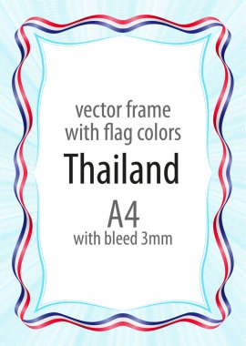 Çerçeve ve şerit kenarlığını Tayland bayrak renkleri ile