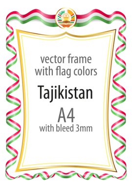 Çerçeve ve şerit kenarlığını Tacikistan bayrağı renkleri ile