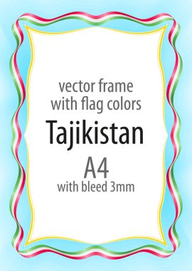 Çerçeve ve şerit kenarlığını Tacikistan bayrağı renkleri ile