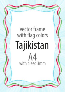 Çerçeve ve şerit kenarlığını Tacikistan bayrağı renkleri ile