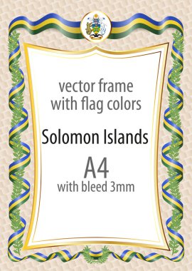 Çerçeve ve şerit kenarlığını Solomon Adaları bayrak renkleri ile