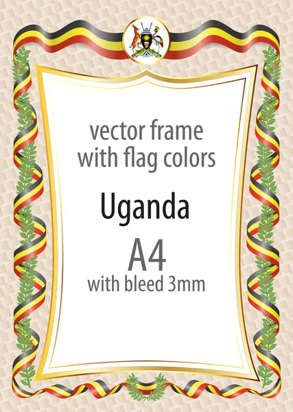 Çerçeve ve şerit kenarlığını Uganda bayrak renkleri ile