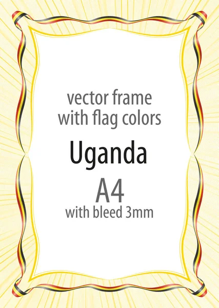 Çerçeve ve şerit kenarlığını Uganda bayrak renkleri ile