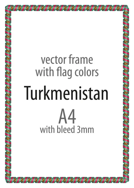 Çerçeve ve şerit kenarlığını Türkmenistan bayrak renkleri ile
