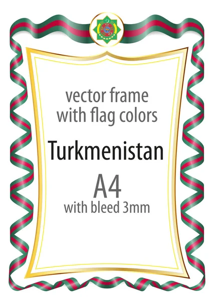 Çerçeve ve şerit kenarlığını Türkmenistan bayrak renkleri ile