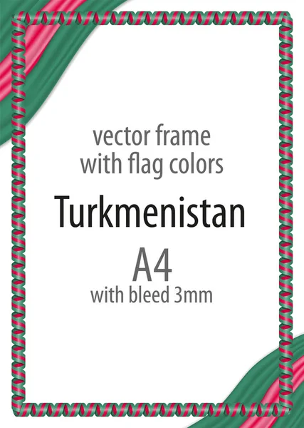 Çerçeve ve şerit kenarlığını Türkmenistan bayrak renkleri ile
