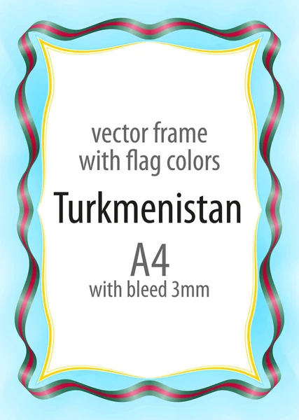 Çerçeve ve şerit kenarlığını Türkmenistan bayrak renkleri ile