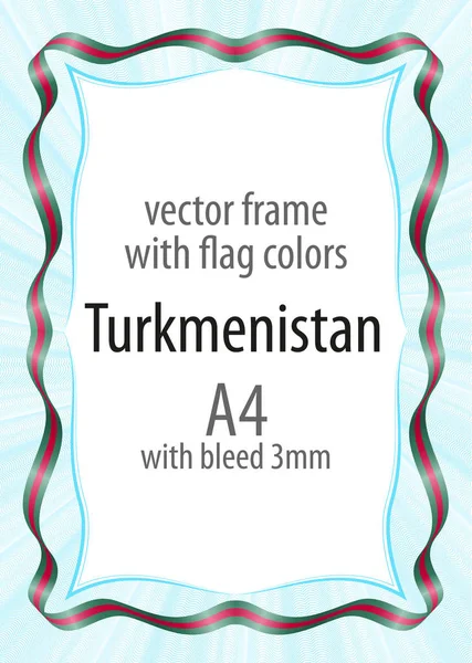 Çerçeve ve şerit kenarlığını Türkmenistan bayrak renkleri ile