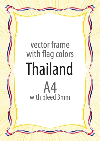 Çerçeve ve şerit kenarlığını Tayland bayrak renkleri ile