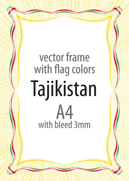 Çerçeve ve şerit kenarlığını Tacikistan bayrağı renkleri ile