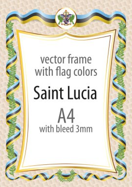 Çerçeve ve şerit kenarlığını Saint Lucia bayrak renkleri ile