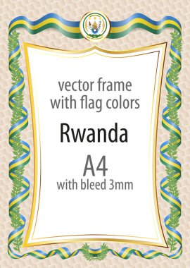 Çerçeve ve şerit kenarlığını Ruanda bayrak renkleri ile