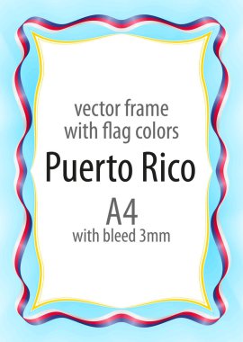 Çerçeve ve şerit kenarlığını Porto Riko bayrak renkleri ile
