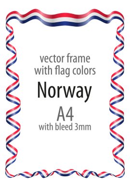 Çerçeve ve şerit sınır Norveç bayrağı renkleri ile