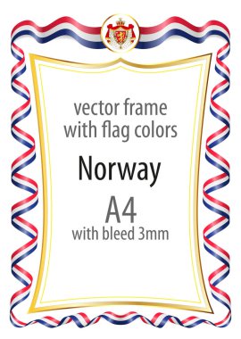 Çerçeve ve şerit sınır Norveç bayrağı renkleri ile
