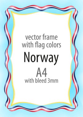 Çerçeve ve şerit sınır Norveç bayrağı renkleri ile