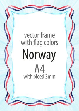 Çerçeve ve şerit sınır Norveç bayrağı renkleri ile
