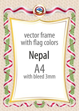 Çerçeve ve şerit kenarlığını Nepal bayrak renkleri ile