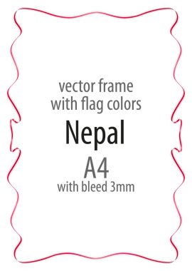 Çerçeve ve şerit kenarlığını Nepal bayrak renkleri ile