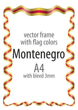 Çerçeve ve şerit sınır Karadağ bayrak renkleri ile