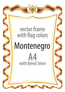 Çerçeve ve şerit sınır Karadağ bayrak renkleri ile