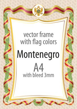 Çerçeve ve şerit sınır Karadağ bayrak renkleri ile