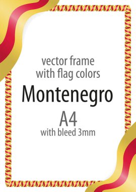 Çerçeve ve şerit sınır Karadağ bayrak renkleri ile