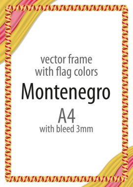 Çerçeve ve şerit sınır Karadağ bayrak renkleri ile