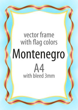 Çerçeve ve şerit sınır Karadağ bayrak renkleri ile