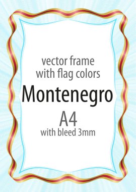 Çerçeve ve şerit sınır Karadağ bayrak renkleri ile