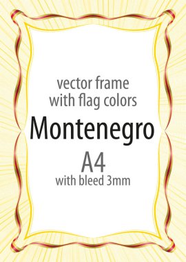 Çerçeve ve şerit sınır Karadağ bayrak renkleri ile