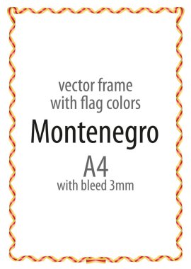 Çerçeve ve şerit sınır Karadağ bayrak renkleri ile