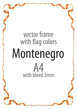 Çerçeve ve şerit sınır Karadağ bayrak renkleri ile