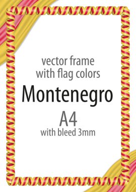 Çerçeve ve şerit sınır Karadağ bayrak renkleri ile