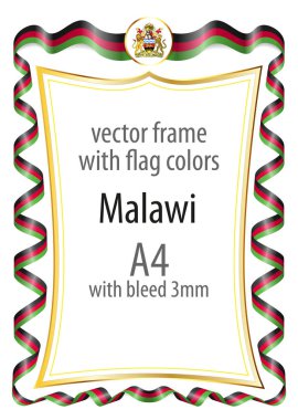 Çerçeve ve şerit kenarlığını Malavi bayrak renkleri ile